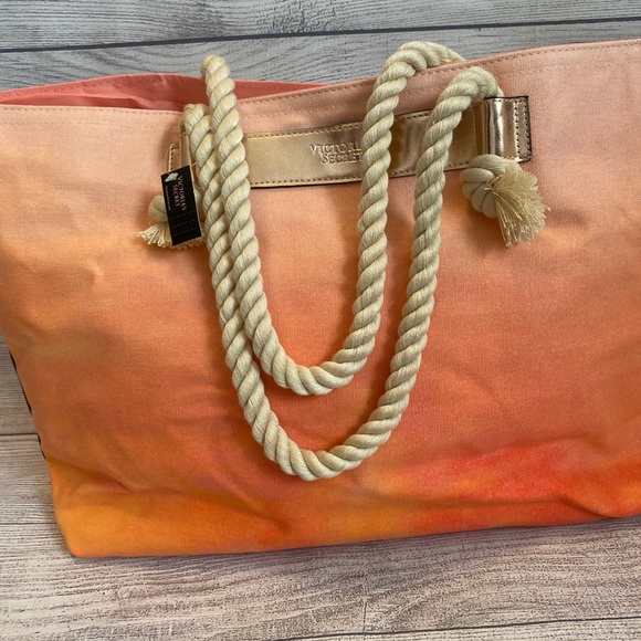 Orange Victoria Secret Bag Tote Canvas - Picture 5 of 10
